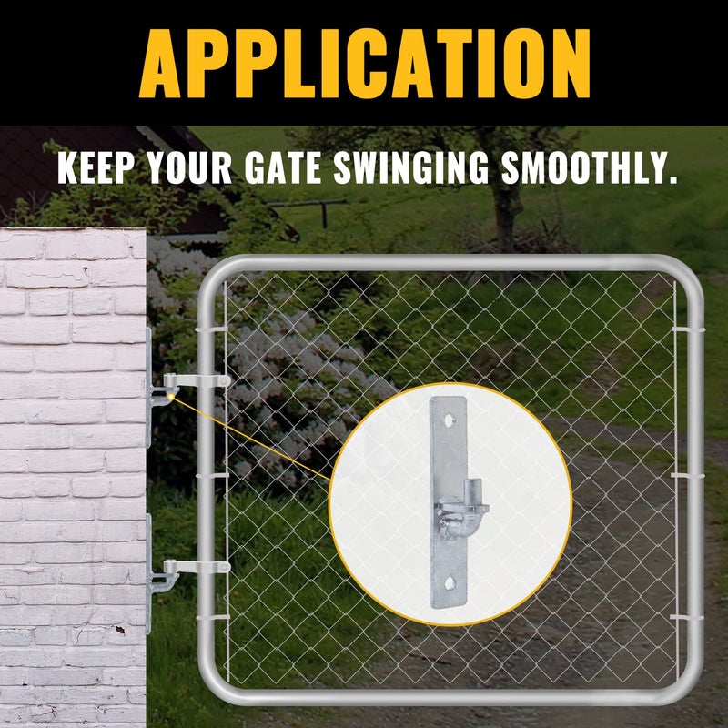 VIVIDA Wall Mount Gate Hinge 2 PCS, Heavy Duty Flat Back Farm Gate Hinge with 5/8"" Pin, Chain Link Fence Parts, Galvanized Steel - Image 2